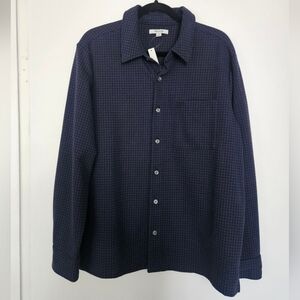 NWT Men's Medium - The Devoe Knit Shirt Navy Houndstooth Button-Up